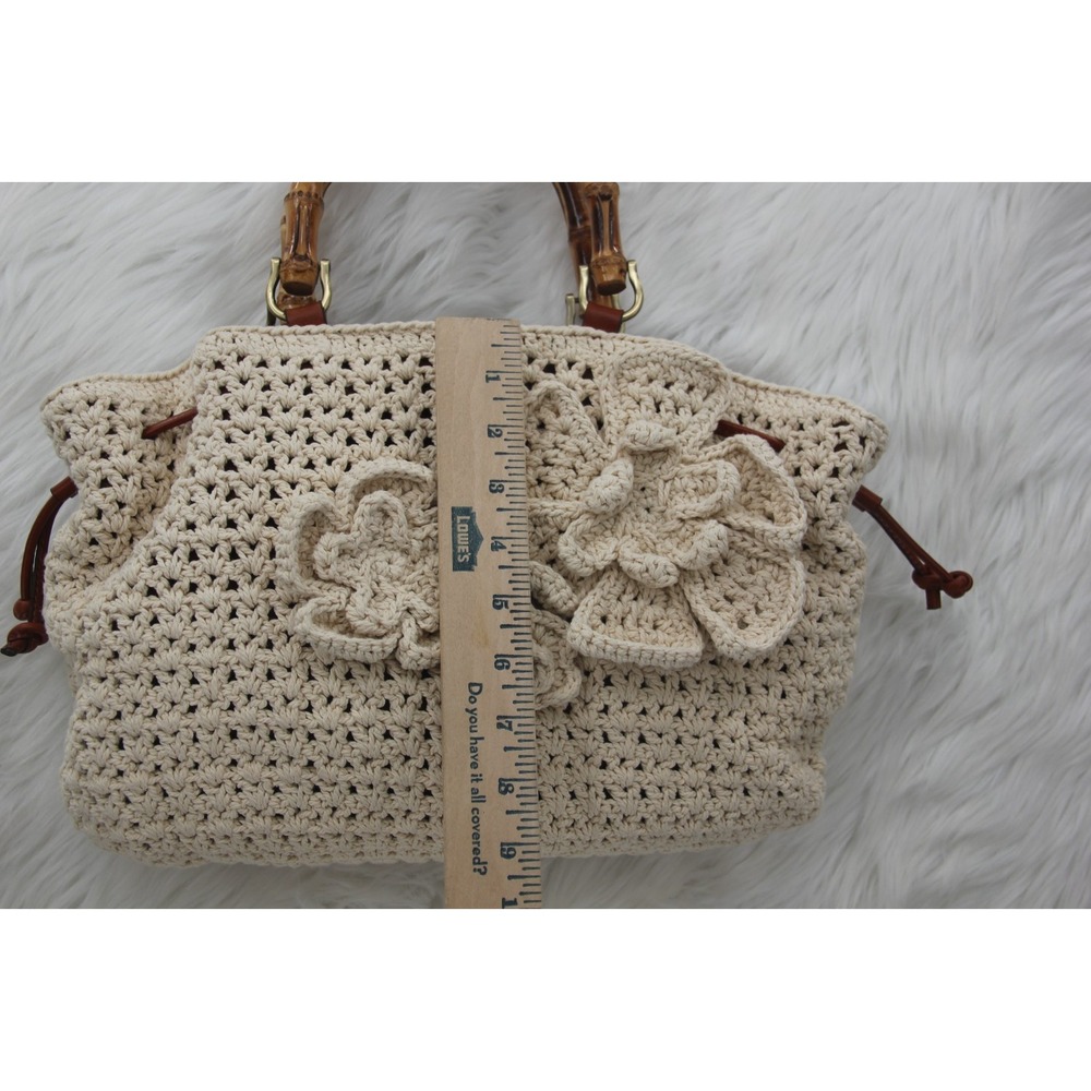 PATRICIA NASH Cantinella Crochet Bamboo Handle Satchel Bag Purse Grannycore - Picture 4 of 12